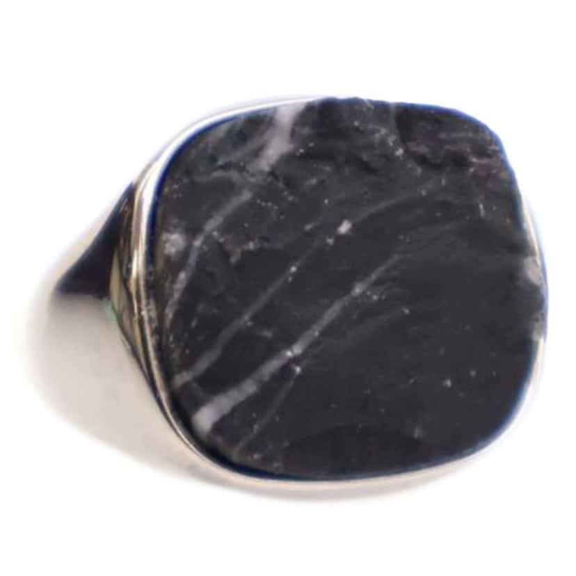Louis Vuitton Silver Plated Gemstone Signet Ring L Black Metal Good condition - Front View