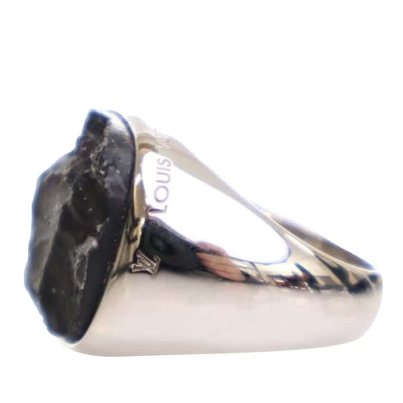 Louis Vuitton Silver Plated Gemstone Signet Ring L Black Metal Good condition - Back View