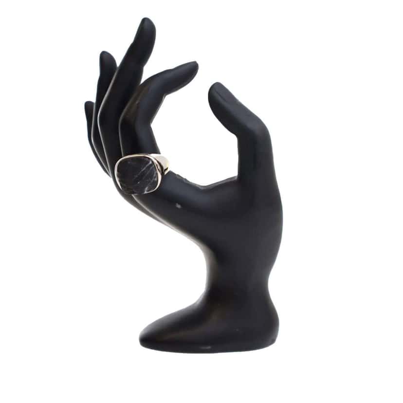 Louis Vuitton Silver Plated Gemstone Signet Ring L Black Metal Good condition - Model View