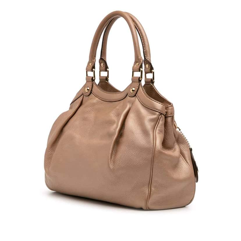 Gucci Medium Calfskin Sukey Tote Gold Leather Very good condition - Back View