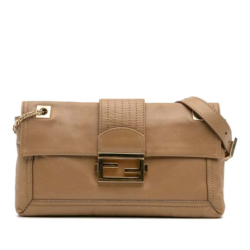 Fendi Leather Baguette Chain Flap Brown Leather Good condition - Front View