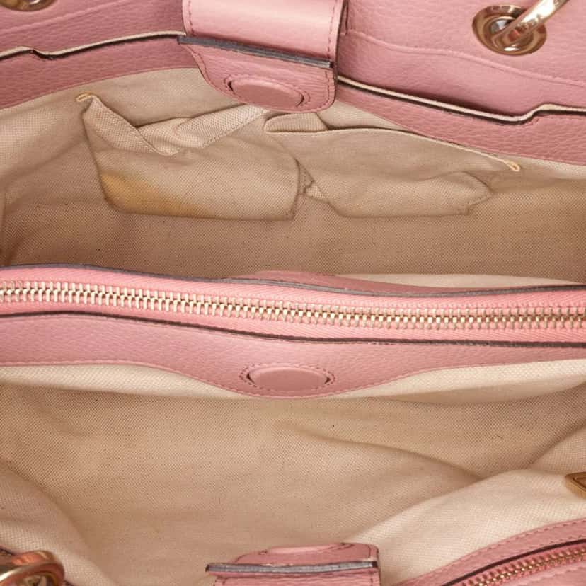 Gucci Medium Calfskin Bamboo Shopper Satchel Pink Leather Very good condition - Model View