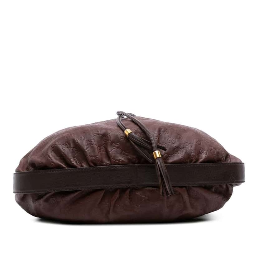 Gucci Medium Guccissima Interlocking Icon Drawstring Hobo Brown Leather Good condition - Inside View