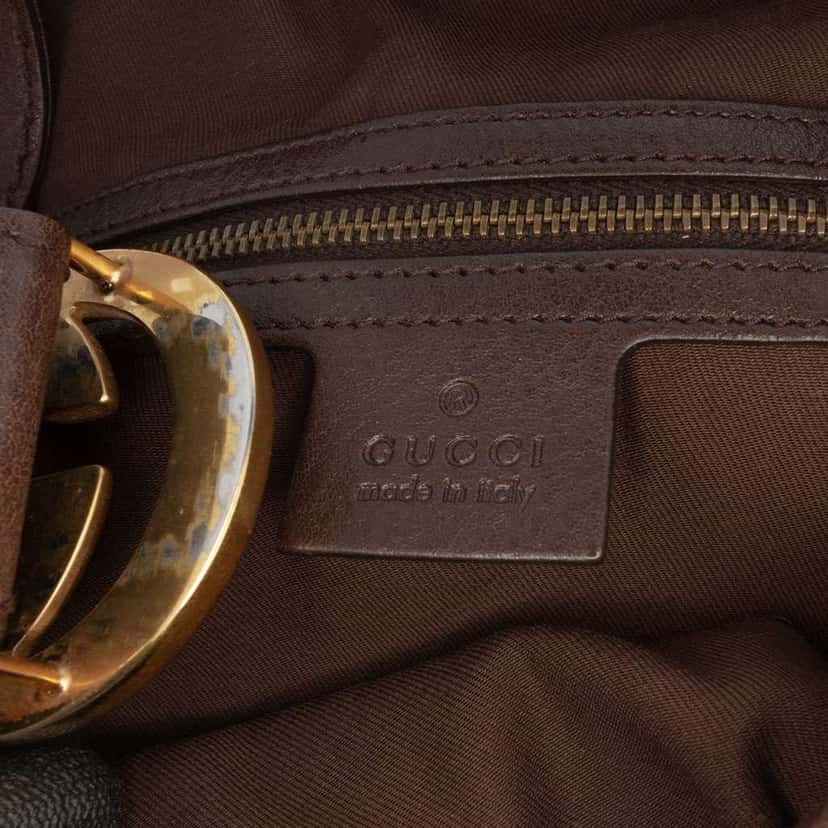 Gucci Medium Guccissima Interlocking Icon Drawstring Hobo Brown Leather Good condition - Box View