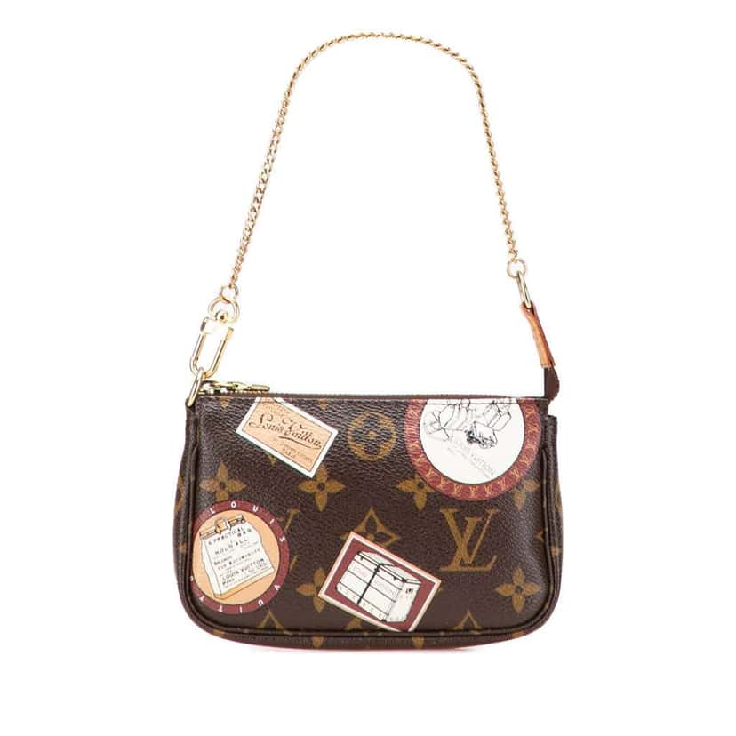 Louis Vuitton Monogram Patch Mini Pochette Accessoires Brown Canvas Good condition - Front View