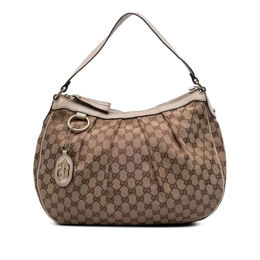 Gucci Medium GG Canvas Sukey Shoulder Bag Brown Canvas Good condition - Front View