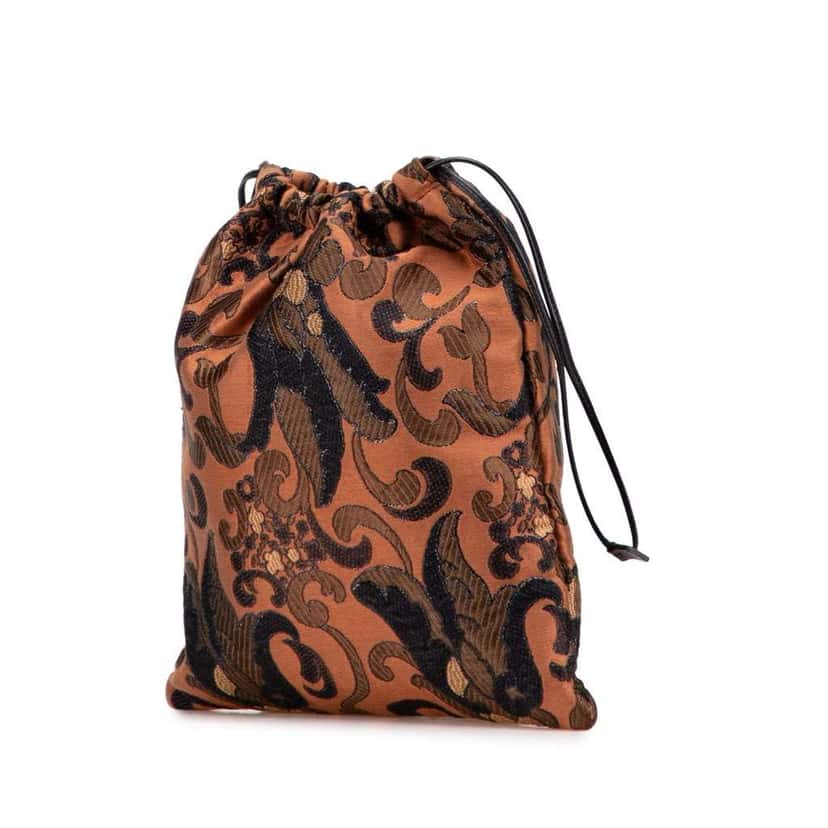 Prada Brocade Canvas Broccato Drawstring Pouch Brown Canvas Good condition - Back View