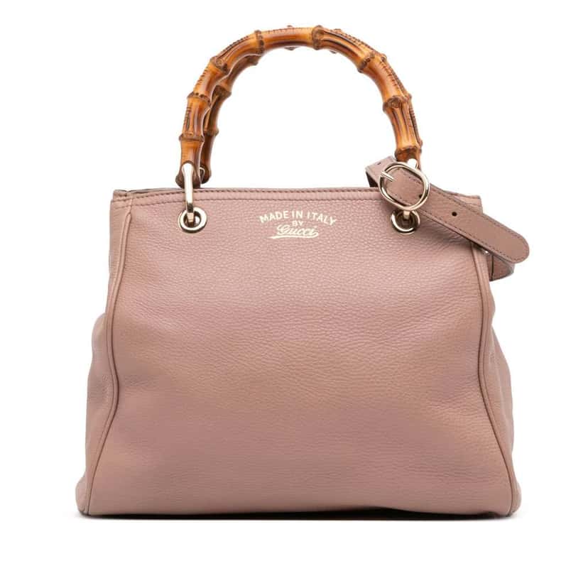 Gucci Small Calfskin Bamboo Shopper Satchel Brown Leather Good condition - Front View