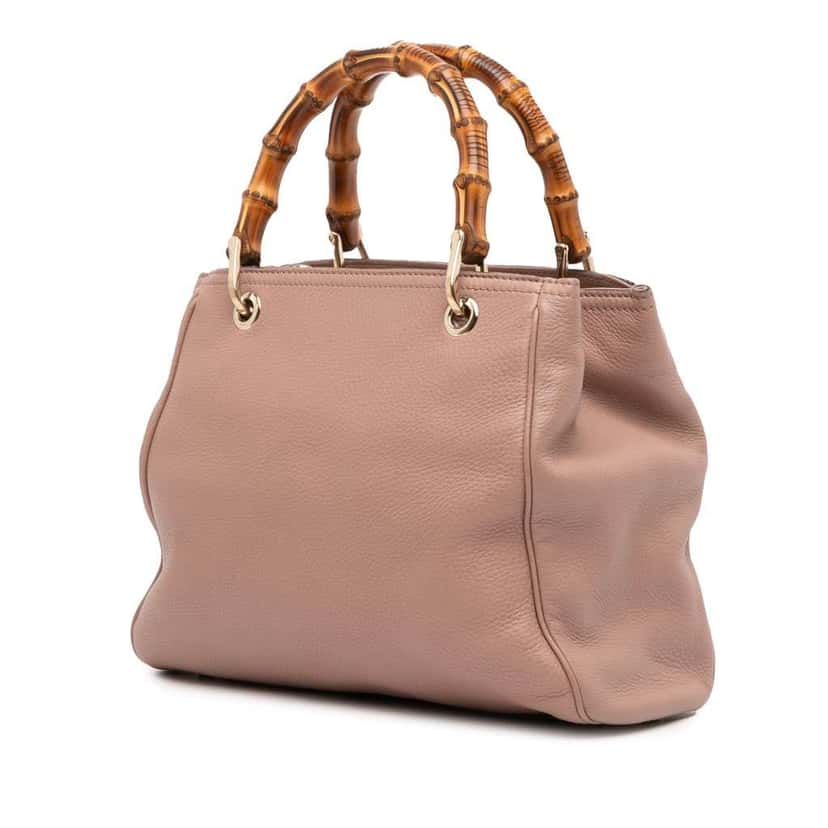 Gucci Small Calfskin Bamboo Shopper Satchel Brown Leather Good condition - Back View