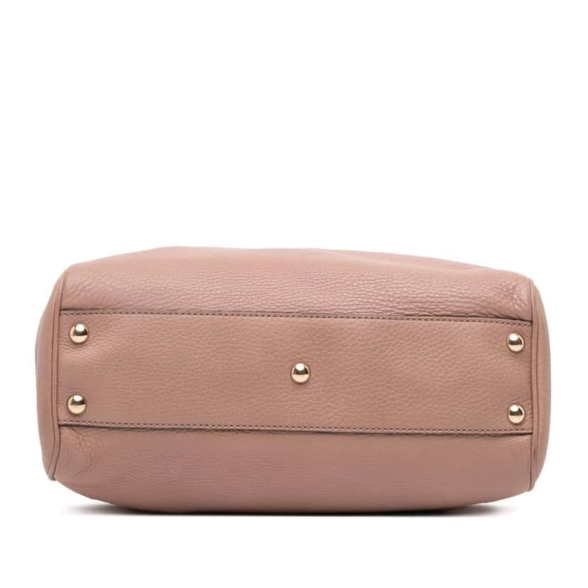 Gucci Small Calfskin Bamboo Shopper Satchel Brown Leather Good condition - Inside View