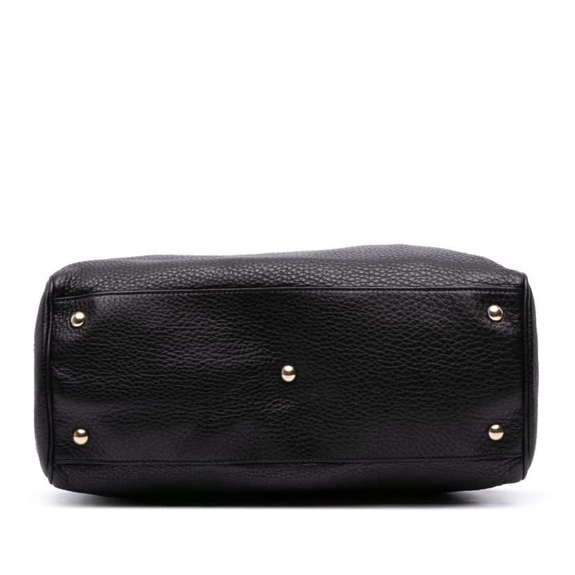 Gucci Medium Calfskin Bamboo Shopper Satchel Black Leather Good condition - Inside View