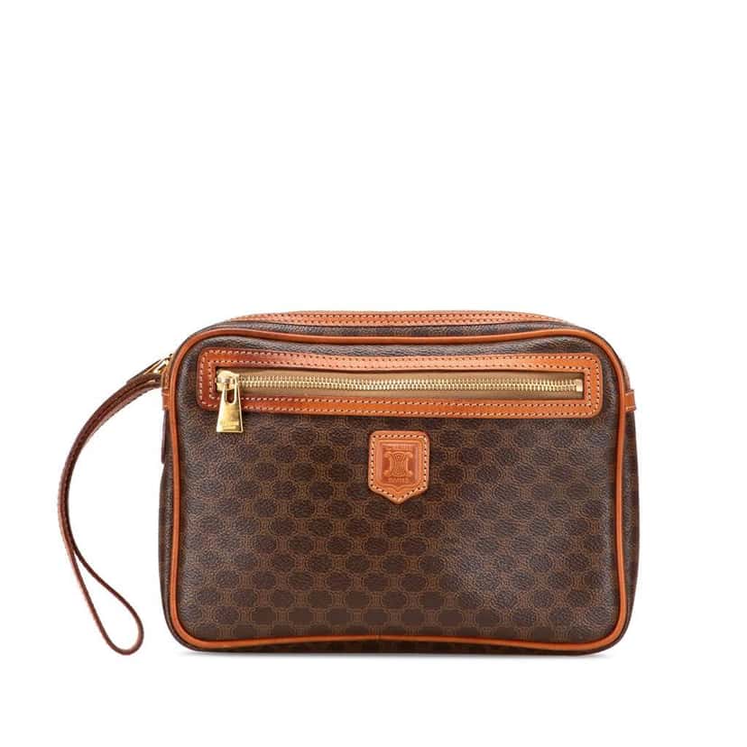 Celine Macadam Coated Canvas Clutch Brown Canvas Good condition - Front View