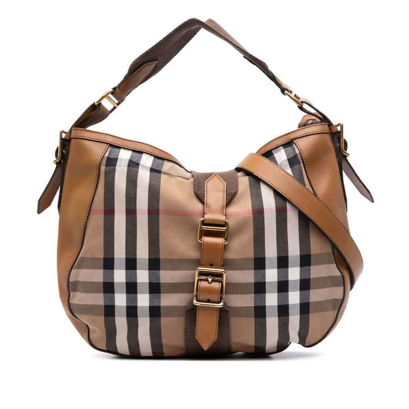 Burberry House Check Canvas Ashwood Hobo Brown Canvas Good condition - Front View