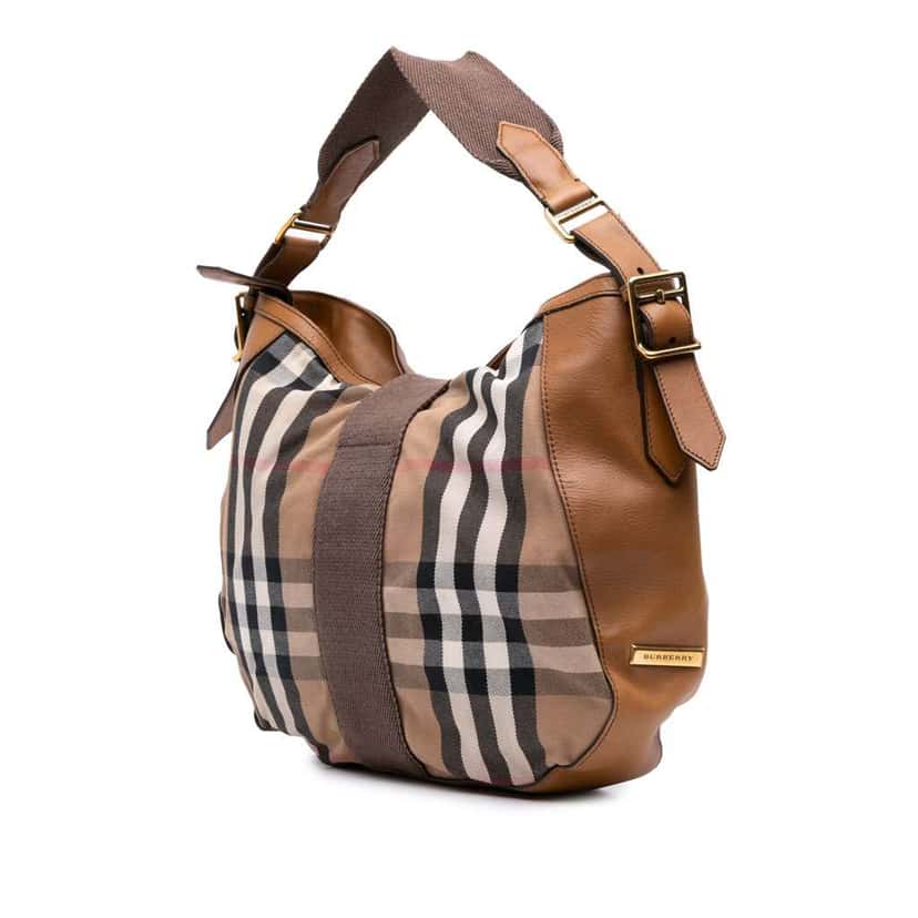Burberry House Check Canvas Ashwood Hobo Brown Canvas Good condition - Back View