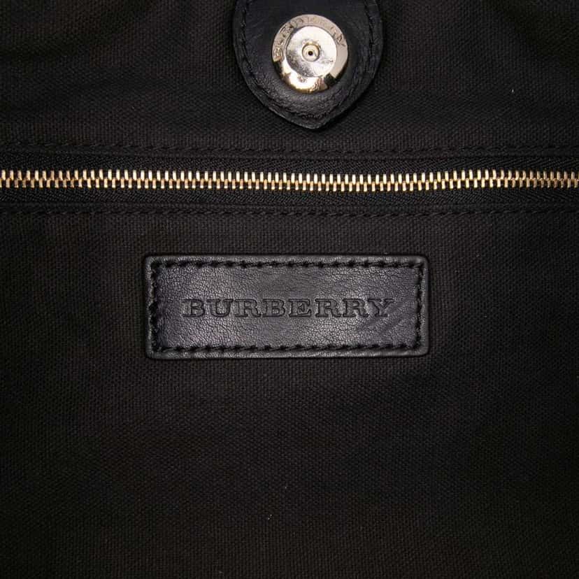 Burberry House Check Trimmed Leather Big Crush Convertible Tote Black Leather Good condition - Box View