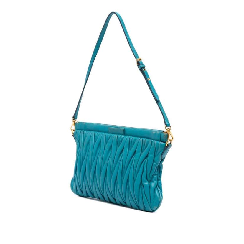 Miu Miu Matelasse Lambskin Shoulder Bag Blue Leather Good condition - Back View