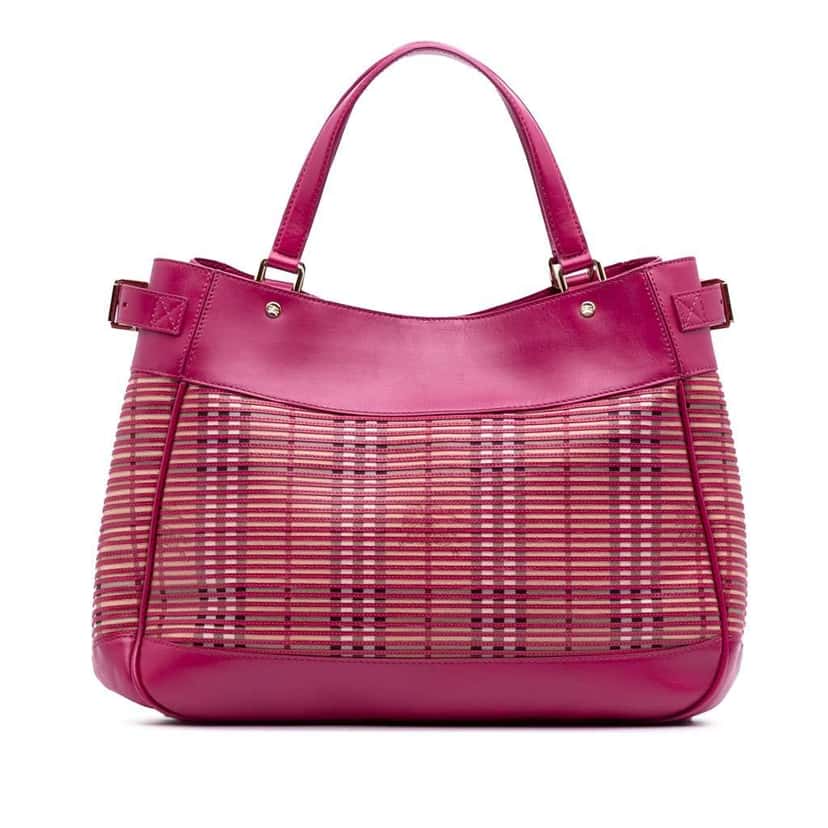 Burberry Haymarket Check Coated Canvas Ravensdon Tote Pink Canvas Good condition - Front View