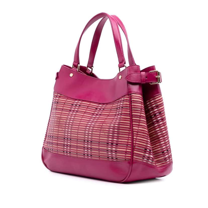 Burberry Haymarket Check Coated Canvas Ravensdon Tote Pink Canvas Good condition - Back View