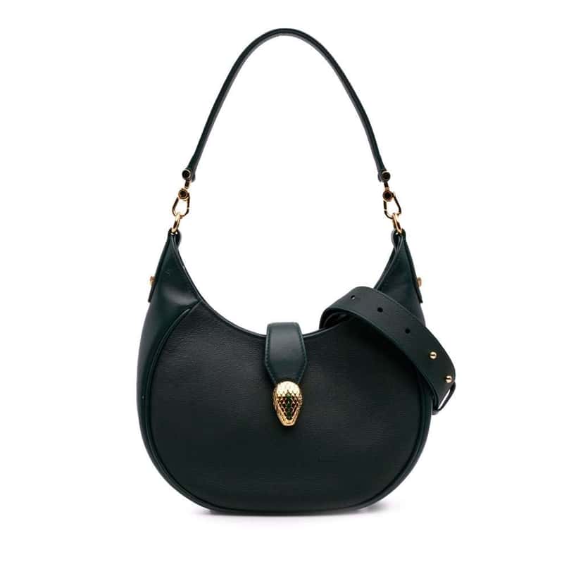 Bvlgari Small Leather Serpenti Ellipse Satchel Green Leather Good condition - Front View