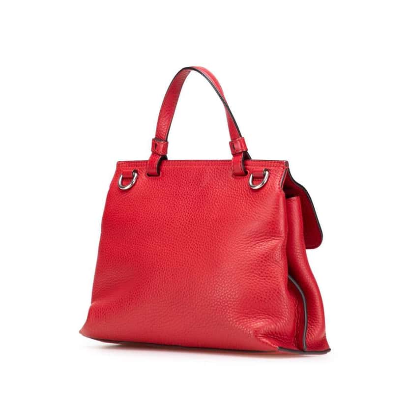 Gucci Small Leather Bamboo Daily Satchel Red Leather Very good condition - Back View