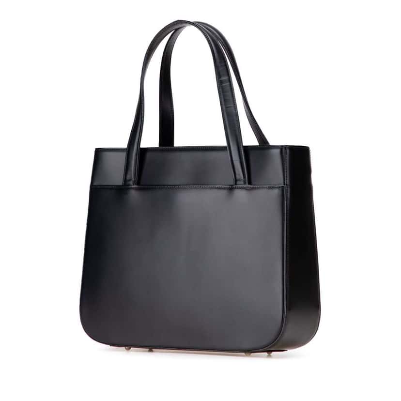 Burberry House Check Trimmed Leather Handbag Black Leather Good condition - Back View