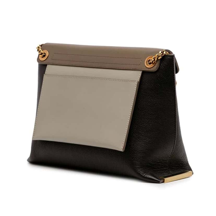 Chloé Medium Tricolor Leather Clare Shoulder Bag Brown Leather Fair condition - Back View