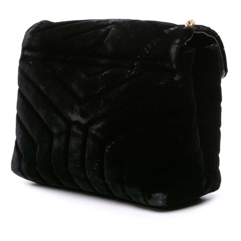 Saint Laurent Small Matelasse Velvet Monogram LouLou Crossbody Black Velvet Good condition - Back View