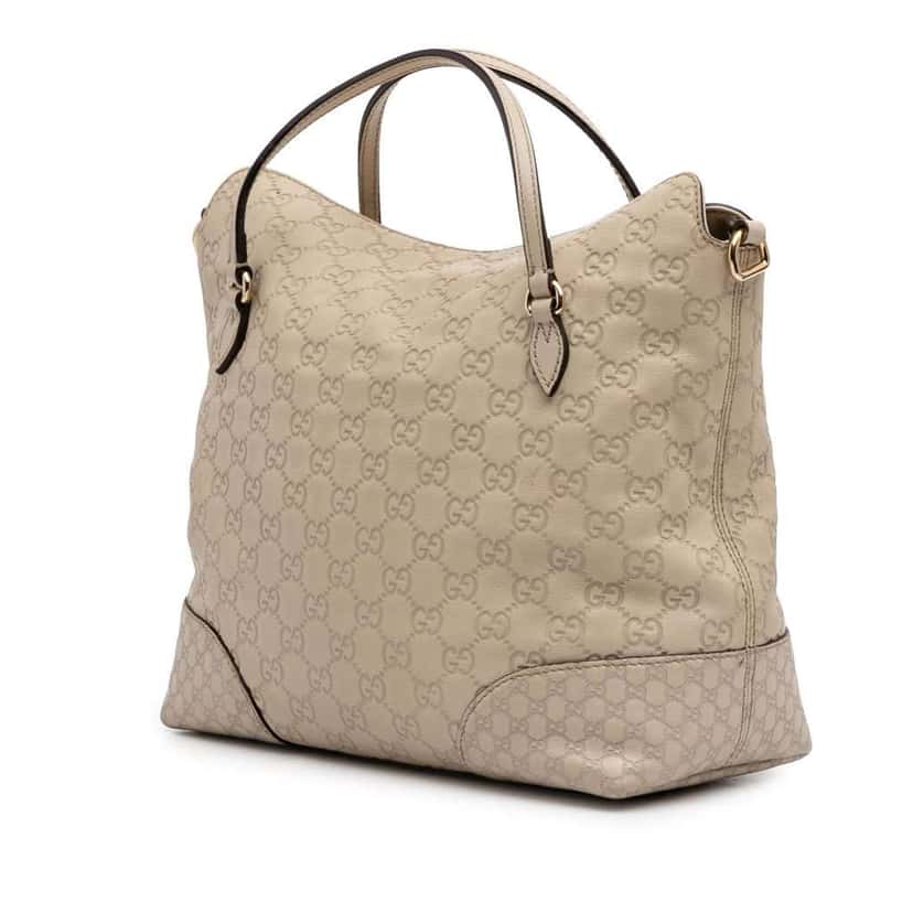 Gucci Medium Guccissima Bree Fold Over Tote Brown Leather Good condition - Back View