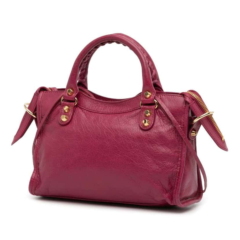 Balenciaga Mini Lambskin Motocross Classic City Satchel Pink Leather Good condition - Back View