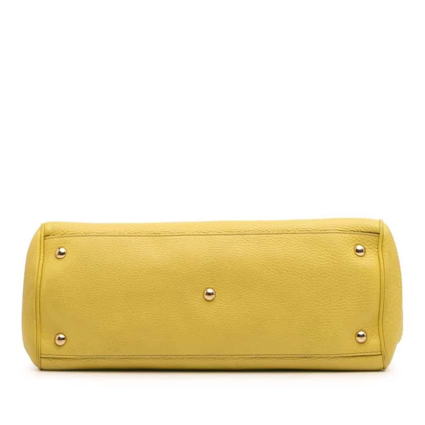 Gucci Medium Calfskin Bamboo Shopper Satchel Yellow Leather Good condition - Inside View