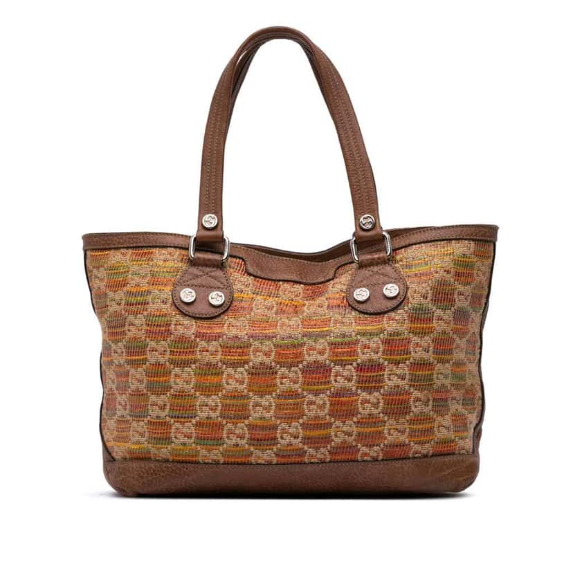 Gucci GG Straw Libeccio Sunset Tote Brown Good condition - Front View