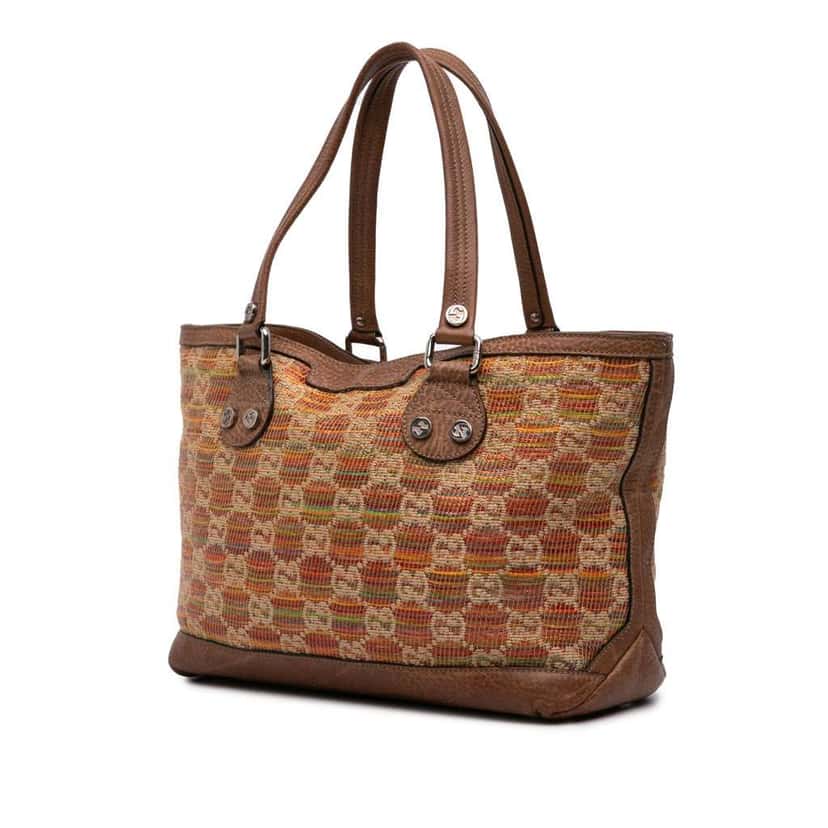 Gucci GG Straw Libeccio Sunset Tote Brown Good condition - Back View
