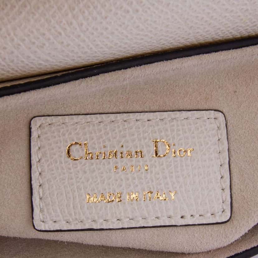 Dior Mini Grained Calfskin Saddle Bag White Leather Good condition - Box View