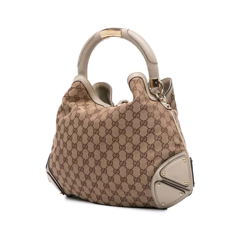 Gucci Medium GG Canvas Bamboo Indy Hobo Brown Canvas Good condition - Back View