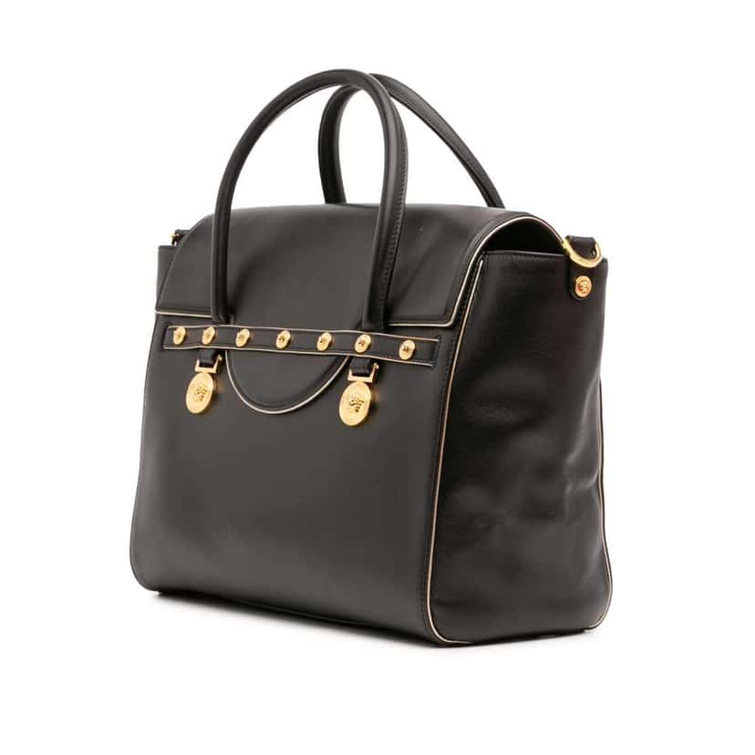 Versace Leather Medusa Medallion Satchel Black Leather Good condition - Back View