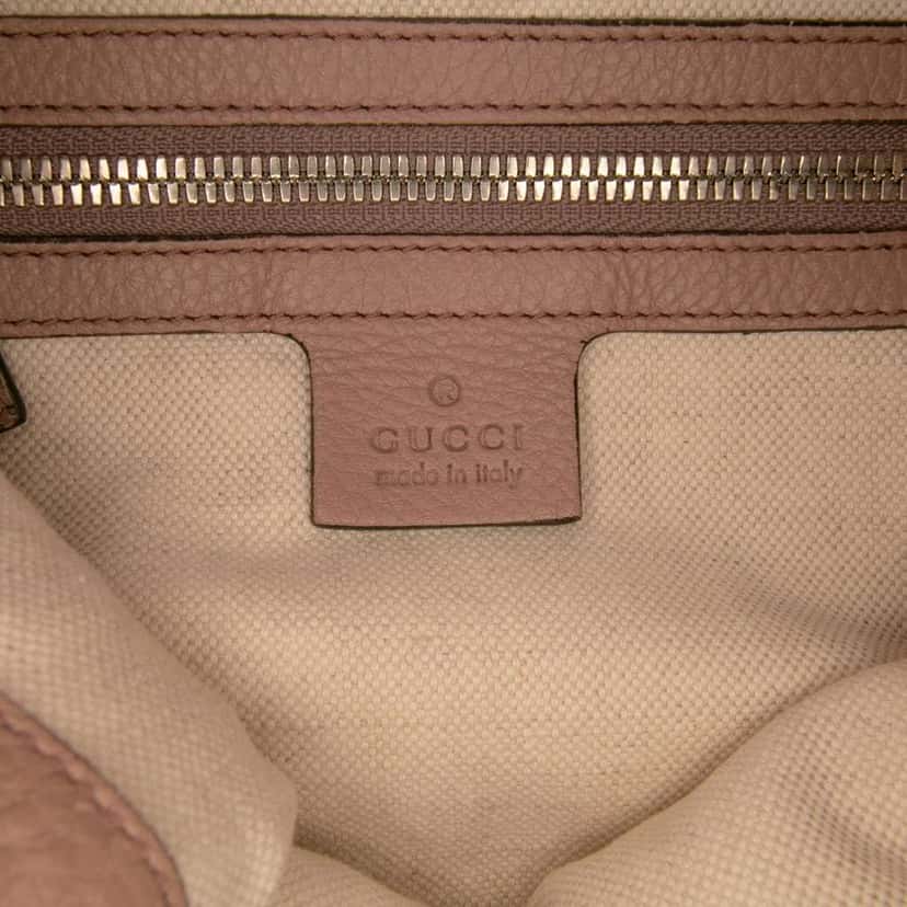 Gucci Small Pebbled Calfskin Soho Drawstring Backpack Brown Leather Good condition - Box View