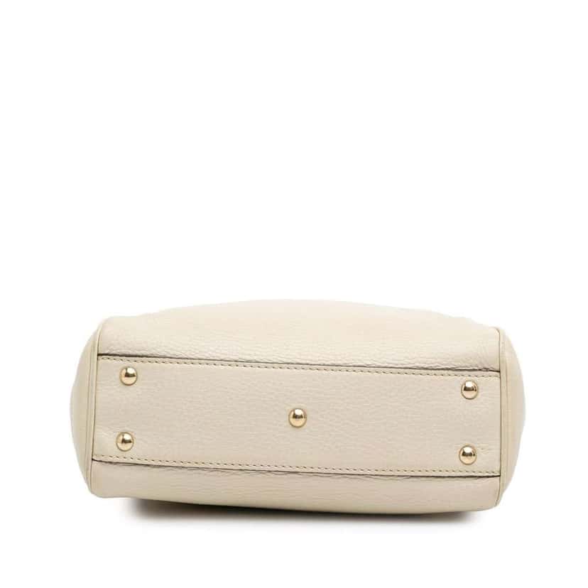 Gucci Mini Calfskin Bamboo Shopper Satchel White Leather Good condition - Inside View