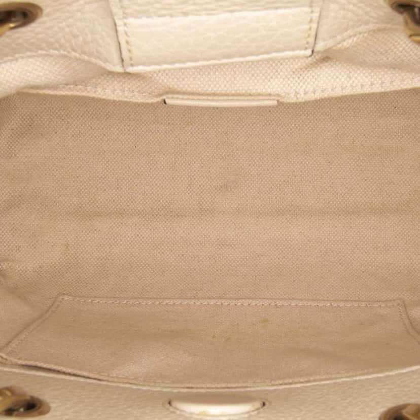 Gucci Mini Calfskin Bamboo Shopper Satchel White Leather Good condition - Model View