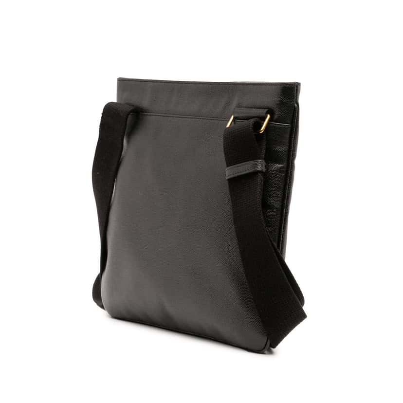 Saint Laurent Grain De Poudre Flat Crossbody Black Leather Good condition - Back View