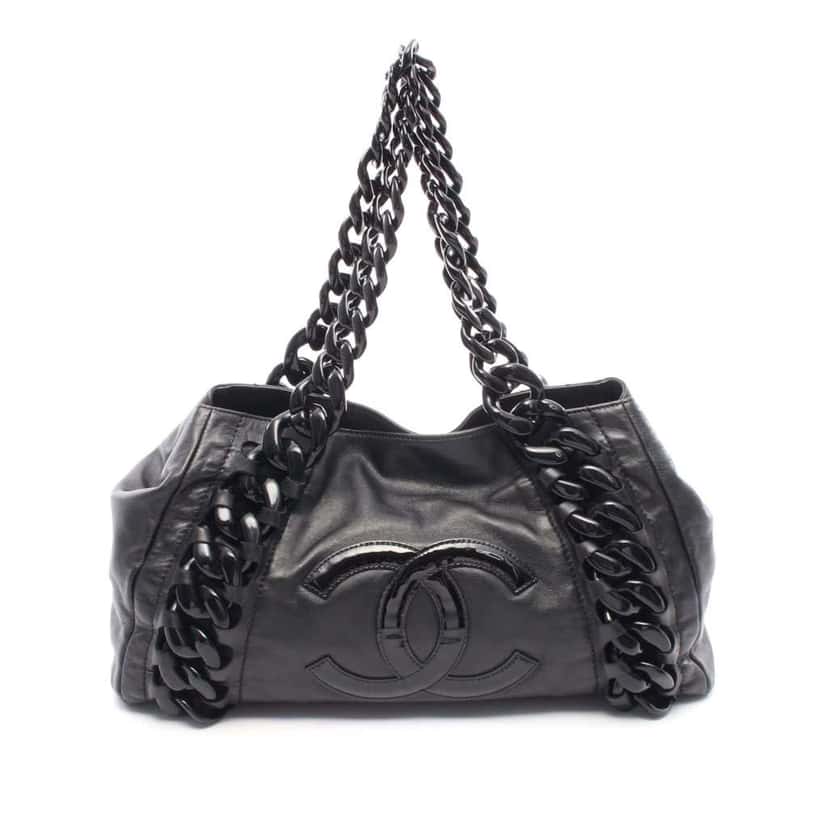 Chanel CC Calfskin Modern Chain Rhodoid East West Tote Black Leather Good condition - Front View