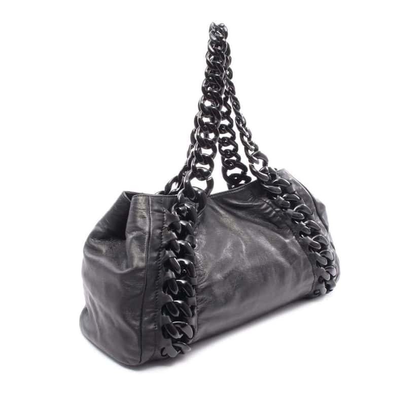 Chanel CC Calfskin Modern Chain Rhodoid East West Tote Black Leather Good condition - Back View