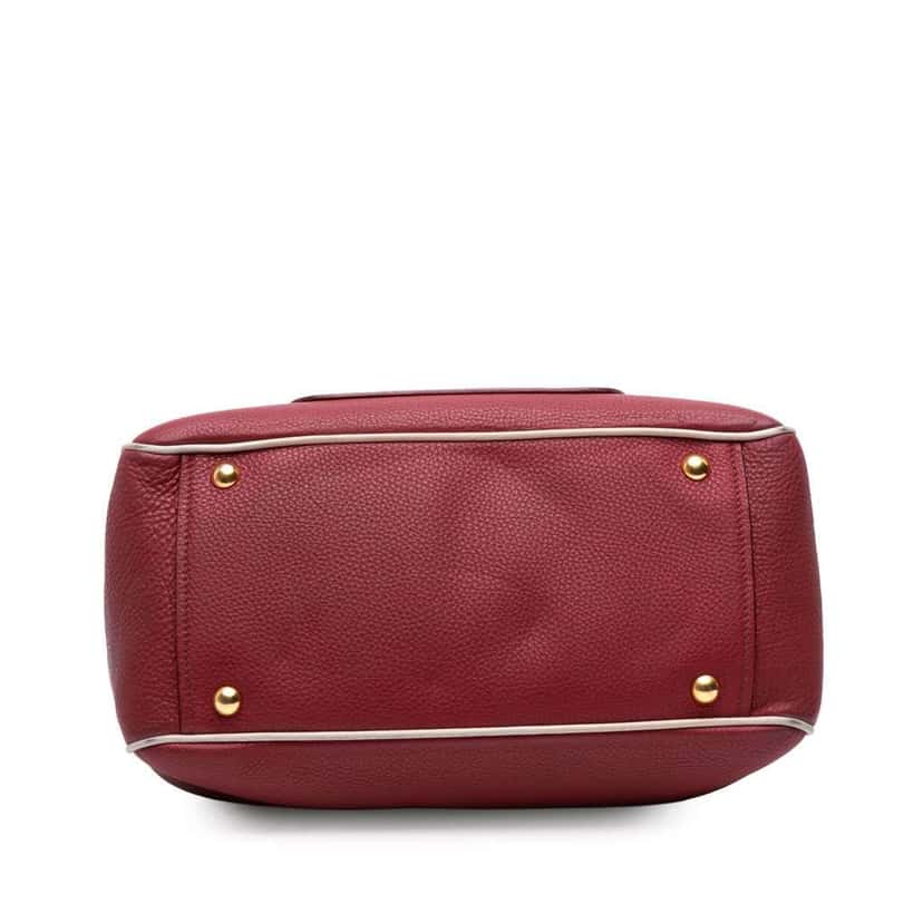 Miu Miu Goatskin Madras Satchel Red Leather Good condition - Inside View