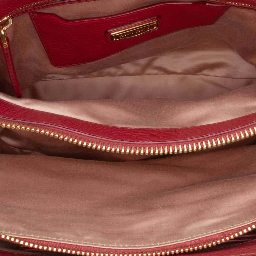 Miu Miu Goatskin Madras Satchel Red Leather Good condition - Model View