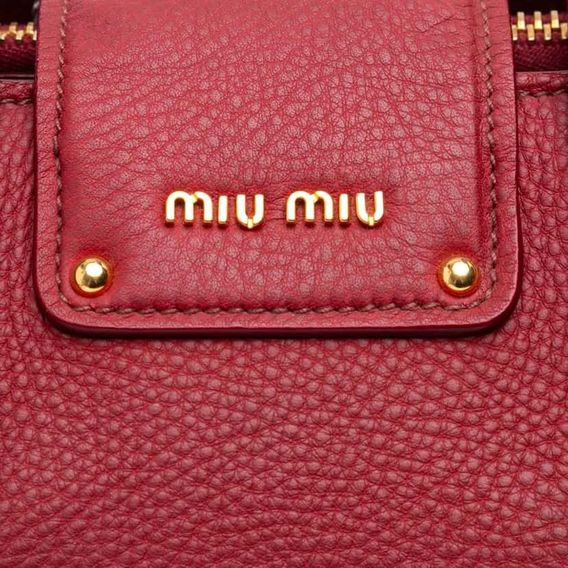 Miu Miu Goatskin Madras Satchel Red Leather Good condition - Box View