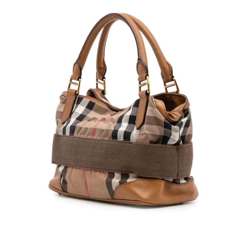 Burberry House Check Canvas Brecon Satchel Brown Canvas Good condition - Back View