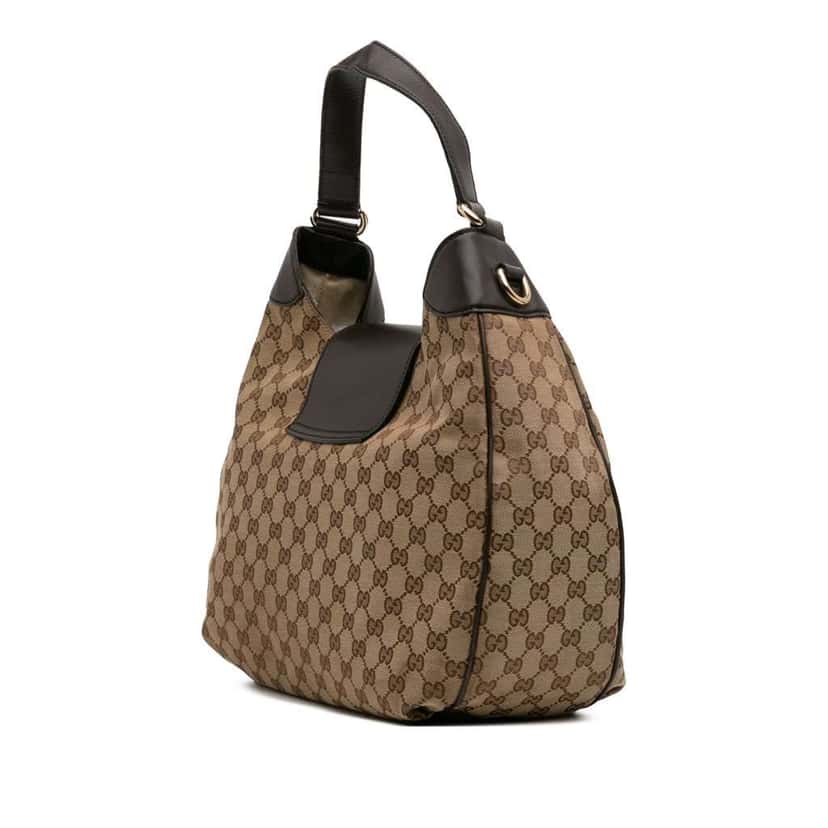Gucci Medium GG Canvas Emily Flap Satchel Brown Canvas Fair condition - Back View