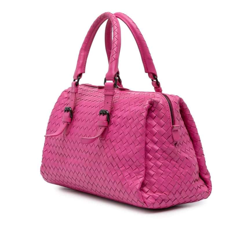 Bottega Veneta Nappa Intrecciato Boston Bag Pink Leather Good condition - Back View
