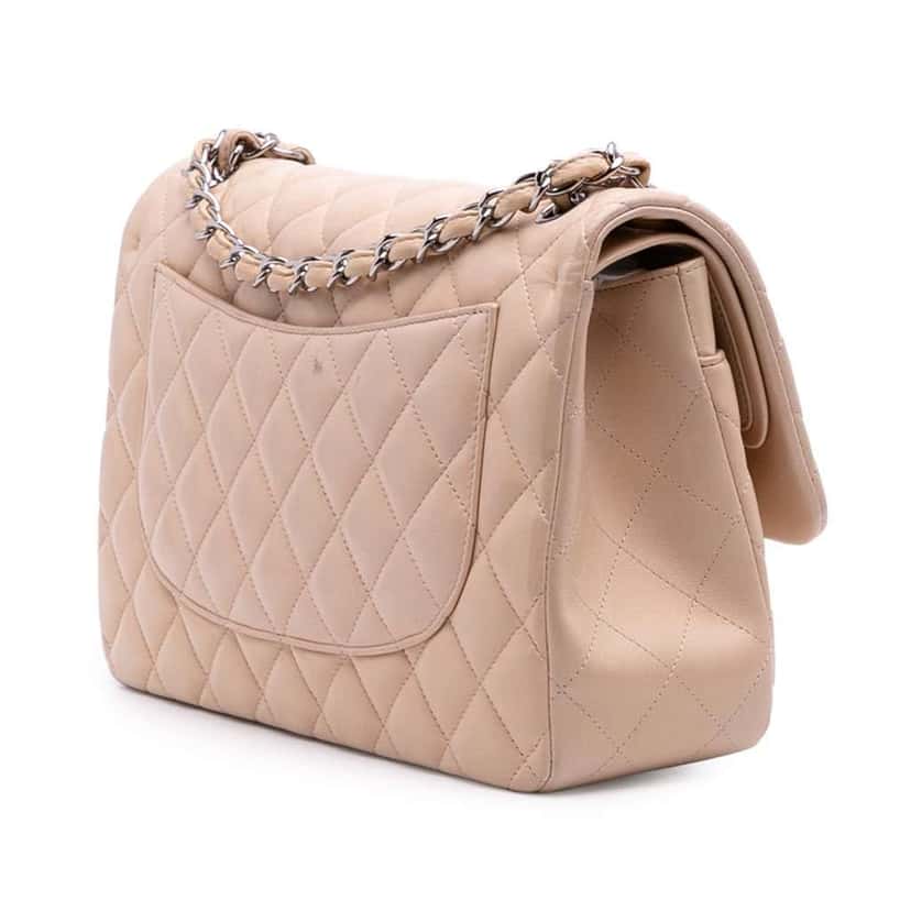 Chanel Jumbo Classic Lambskin Double Flap Brown Leather Good condition - Back View