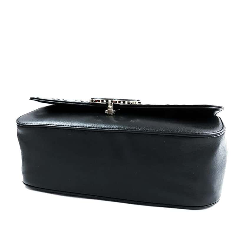 Chanel CC Chevron Sheepskin Chain Subtle Flap Black Leather Good condition - Inside View