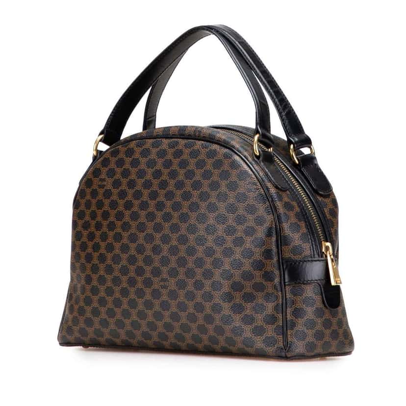 Celine Macadam Coated Canvas Handbag Brown Canvas Good condition - Back View